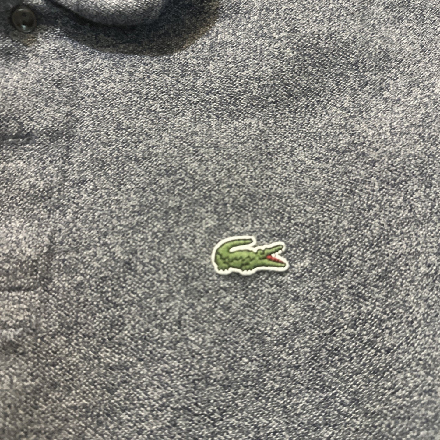 Lacoste Gray Polo Mens L 21" PTP Peru 100% Cotton Classic Fit 1A08