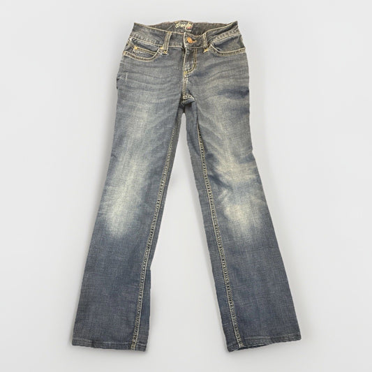 Vtg Wrangler Bootcut Blue Denim Jeans 32" Inseam Women's Size 1/2 1B12