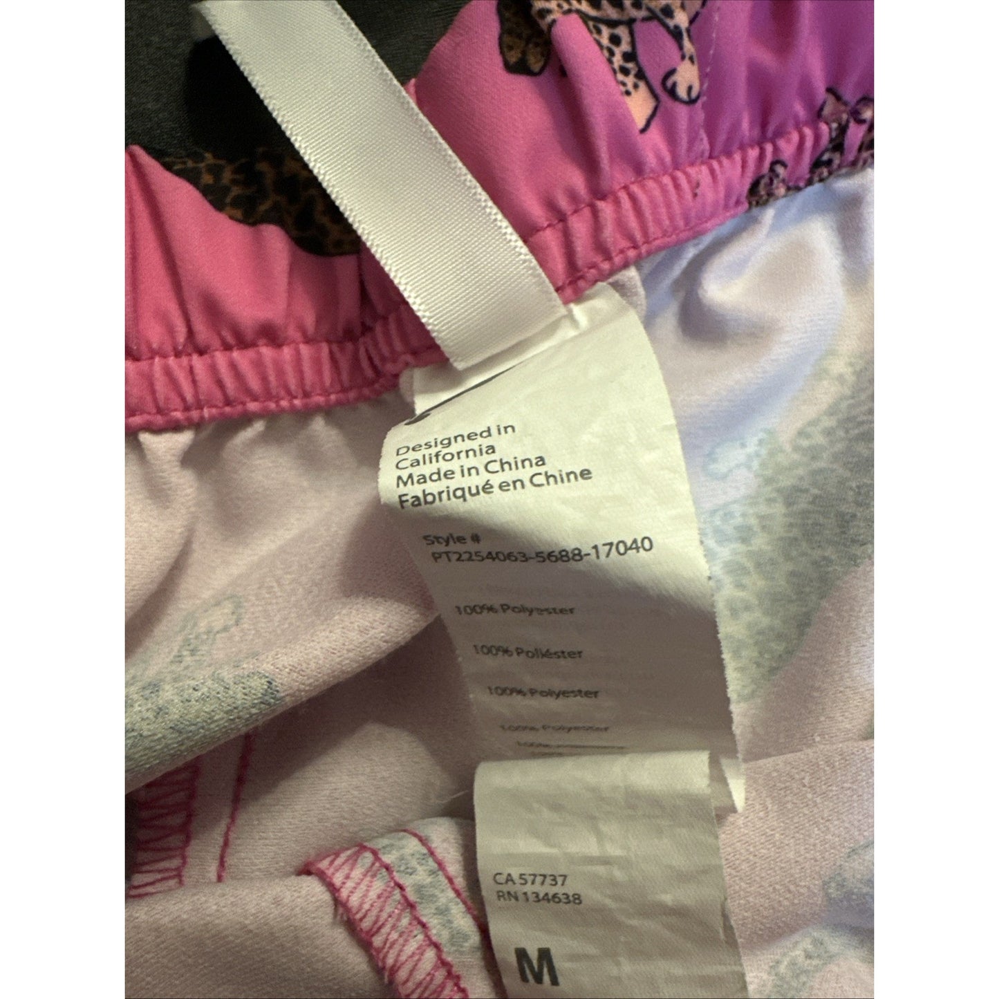 Fabletics Cheetah Cat Pink Pajama Lounge Pants Size M Thick Fabric 1C08