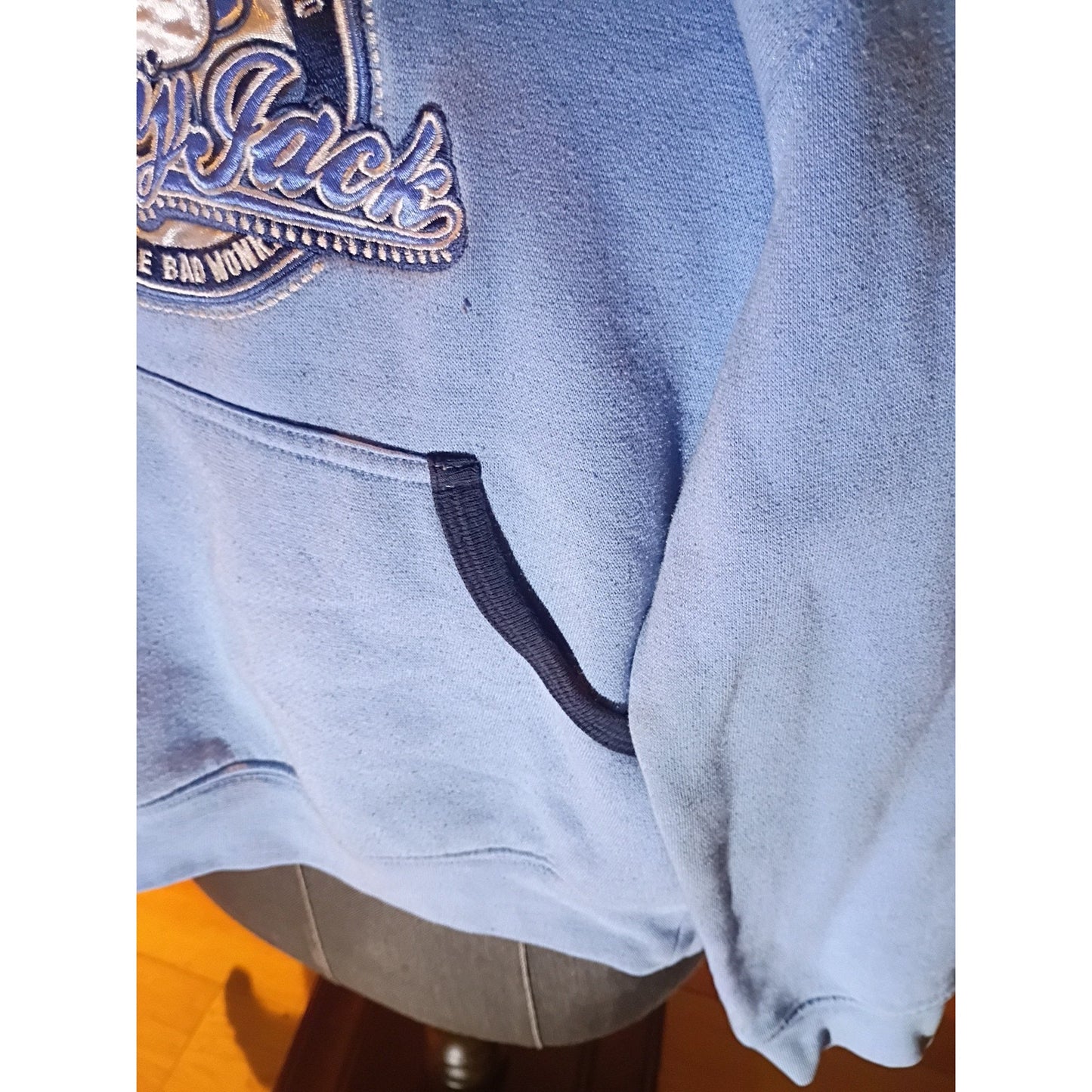Youth Kids Y2K Original Bobby Jack Hooded Pullover Hoodie Jacket Blue Size M A5