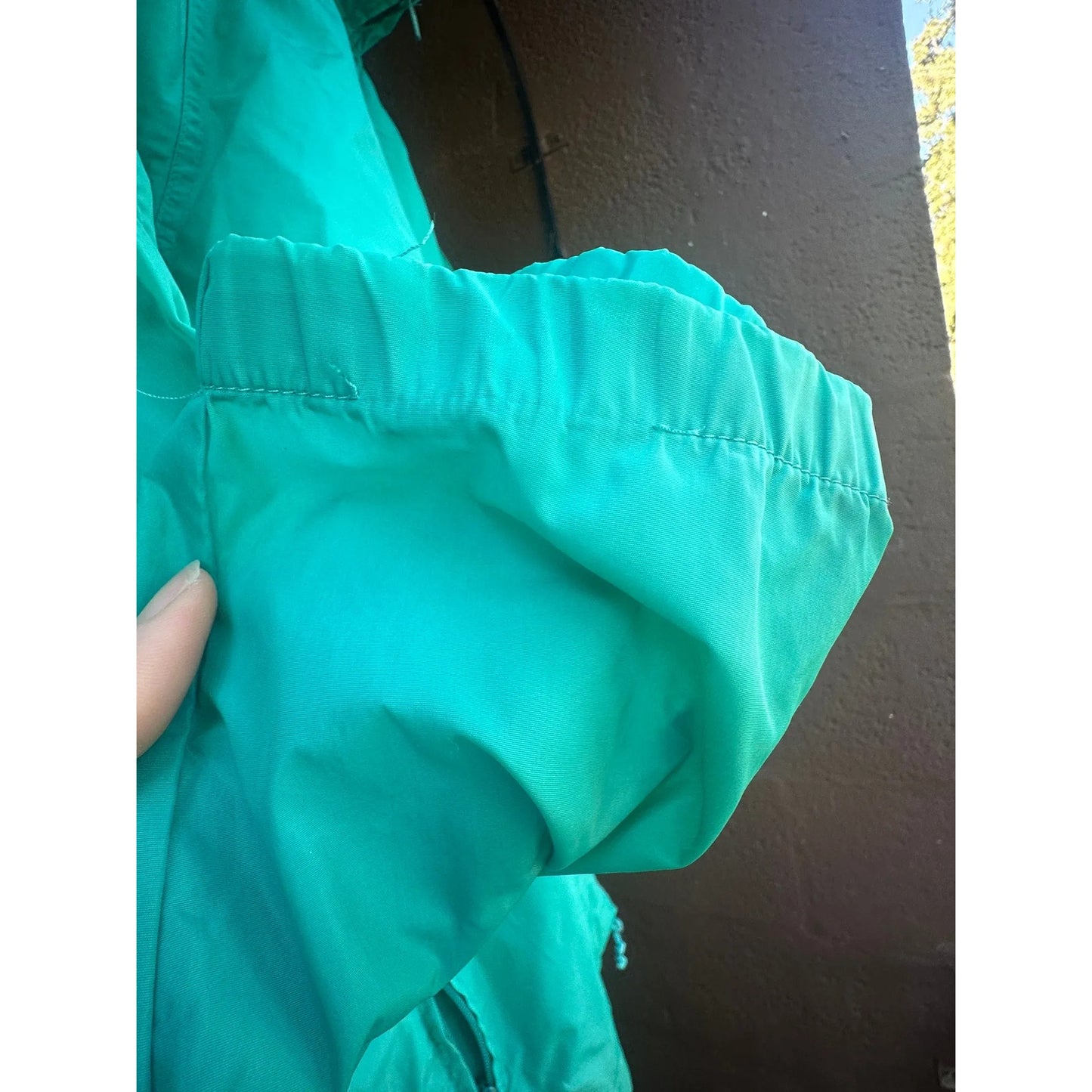 Eddie Bauer Vtg Nylon Windbreaker Jacket Women's L Teal Full Zip Hooded Coat