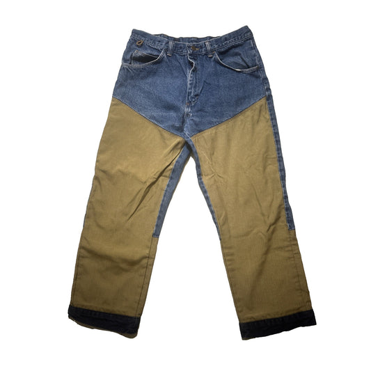 VTG WRANGLER RUGGEDWEAR MENS 34X30 DENIM CANVAS JEANS USA MADE WORKWEAR 2A06