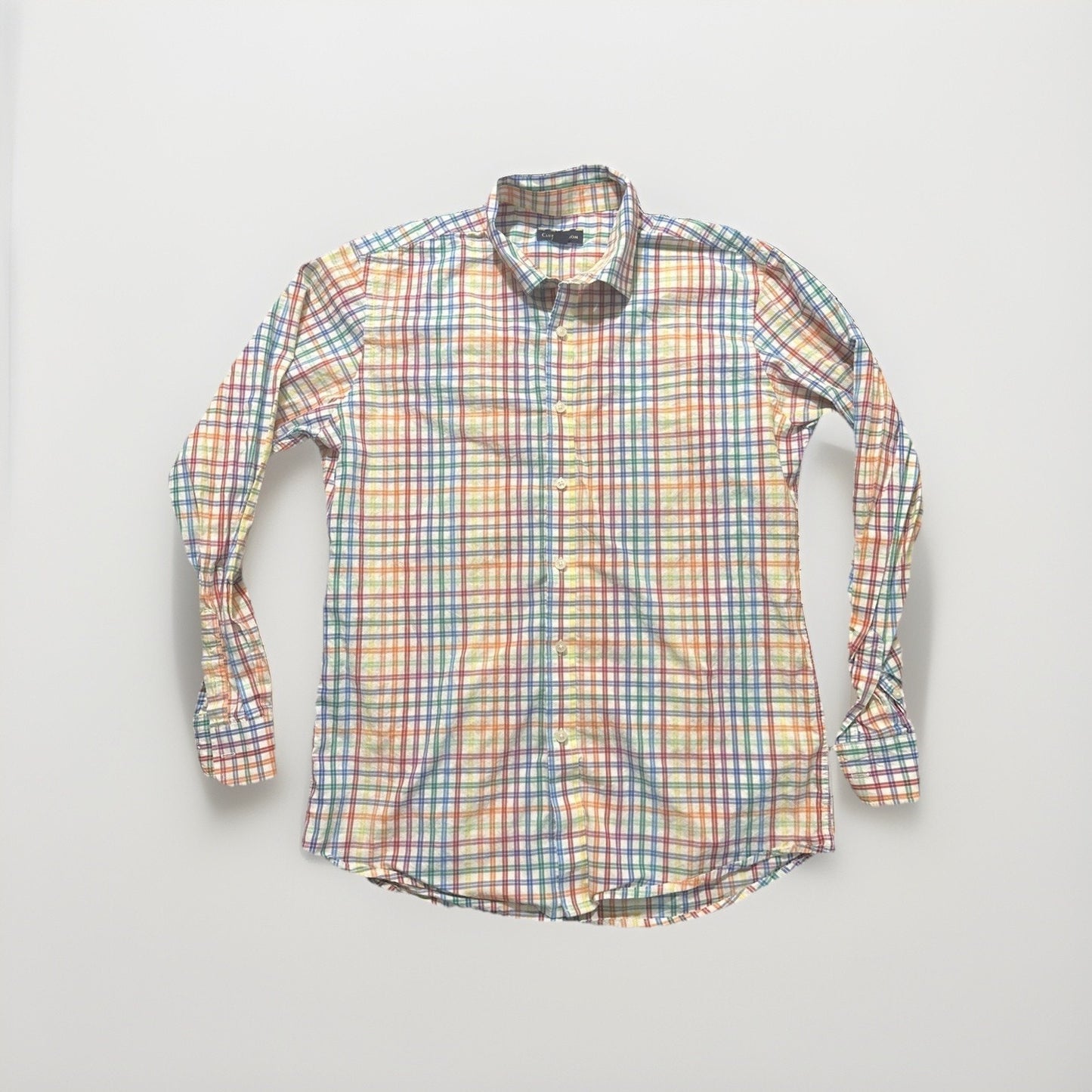 Club Room Size L Rainbow Checkers Long Sleeve Casual Button Down Shirt Mens 1D13