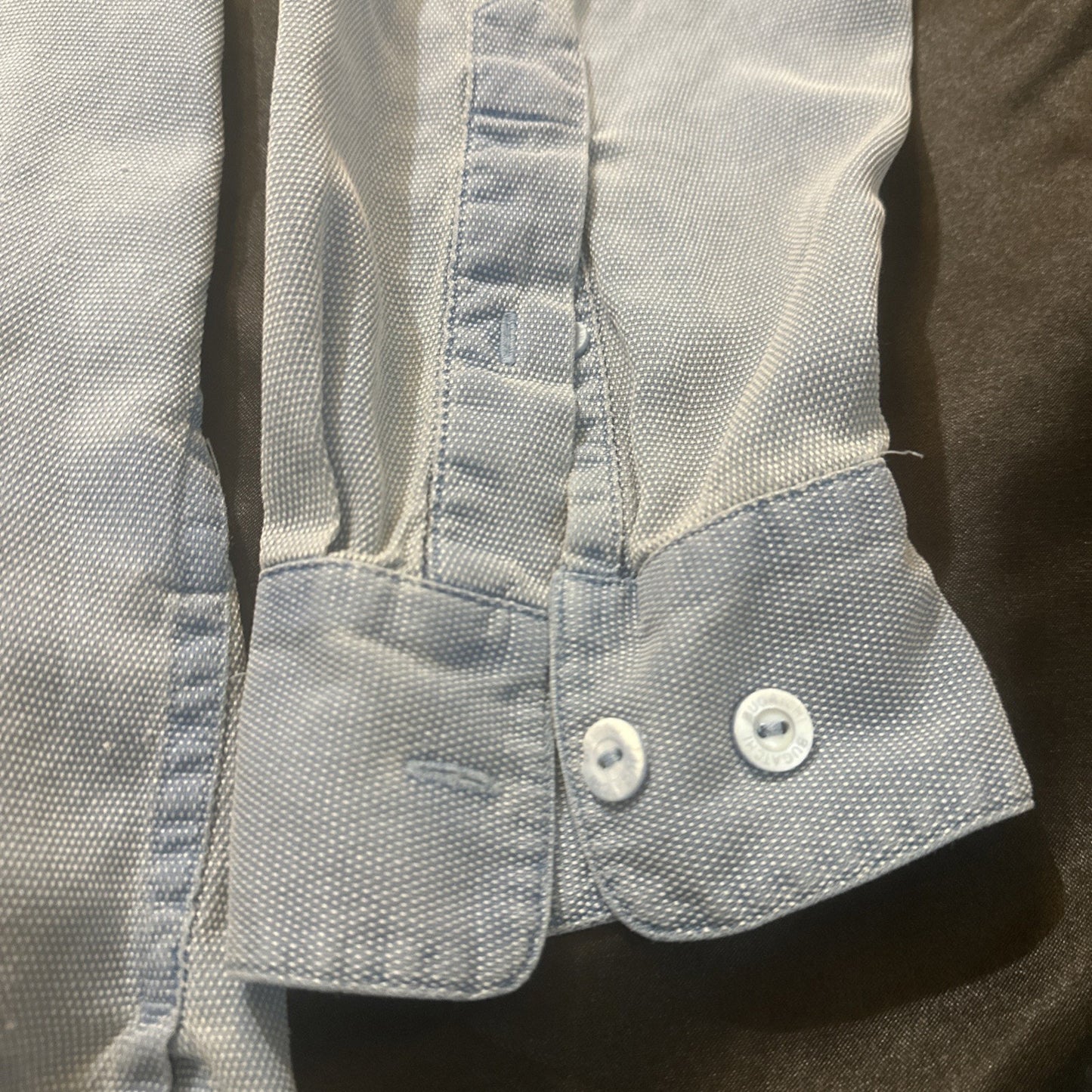 Bugatchi Silk&Cotton Button Down Casual Long Sleeve Shirt Blue XL 26" PTP 1A04