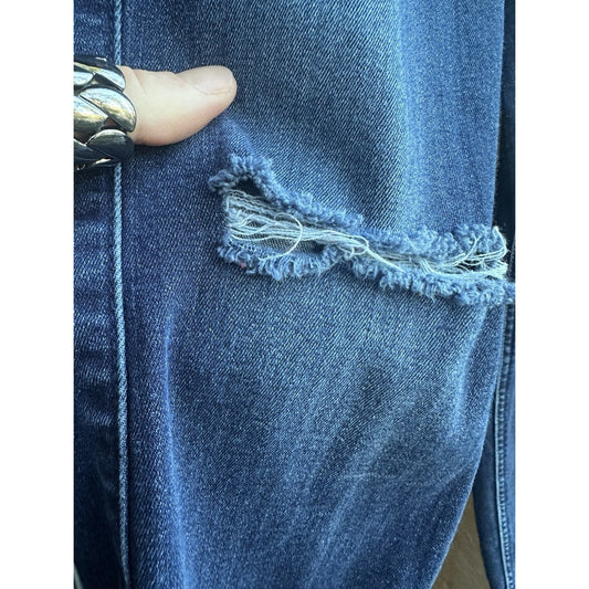 7 for All Mankind Ankle Skinny Denim Jeans Cotton Blend Size 27 Blue Distressed