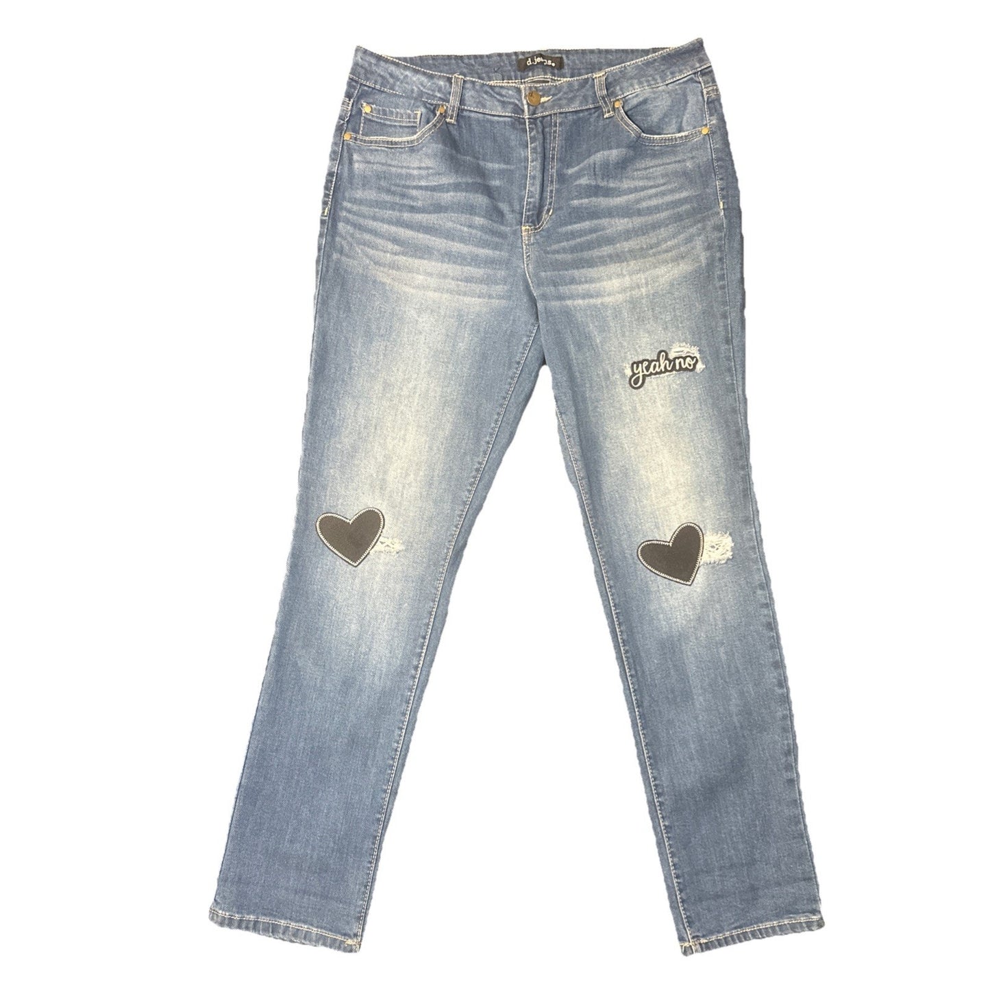 D.Jeans Women’s Blue Jeans Size 12 Yeah No Heart Patch 32x28 Cotton Blend China
