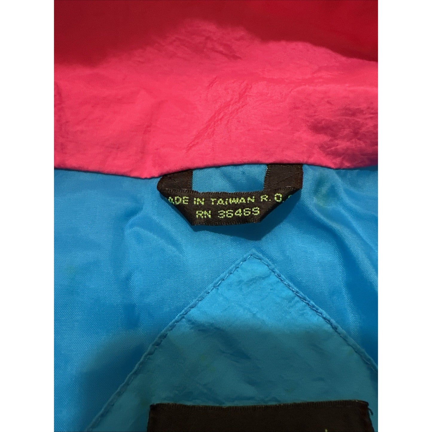 Vtg E-4000 Nylon Full Zip Windbreaker Jacket Size L Blue/Multi-Color Taiwan 1D26