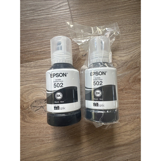 2-Pack Epson 502 Ink Bottle Genuine Ecotank Black AA