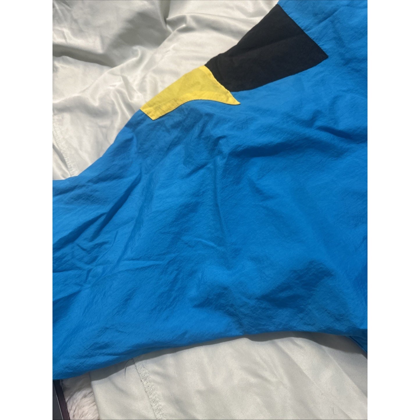 Vtg E-4000 Nylon Full Zip Windbreaker Jacket Size L Blue/Multi-Color Taiwan 1D26