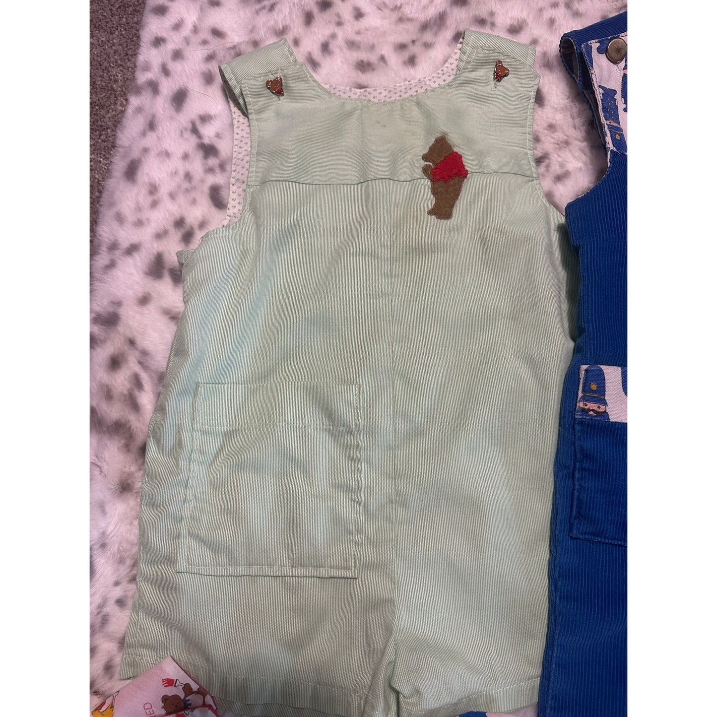 Vtg HANDMADE Baby Boy Clothes 12-24 Months Overalls Lot of 5 Multi-color