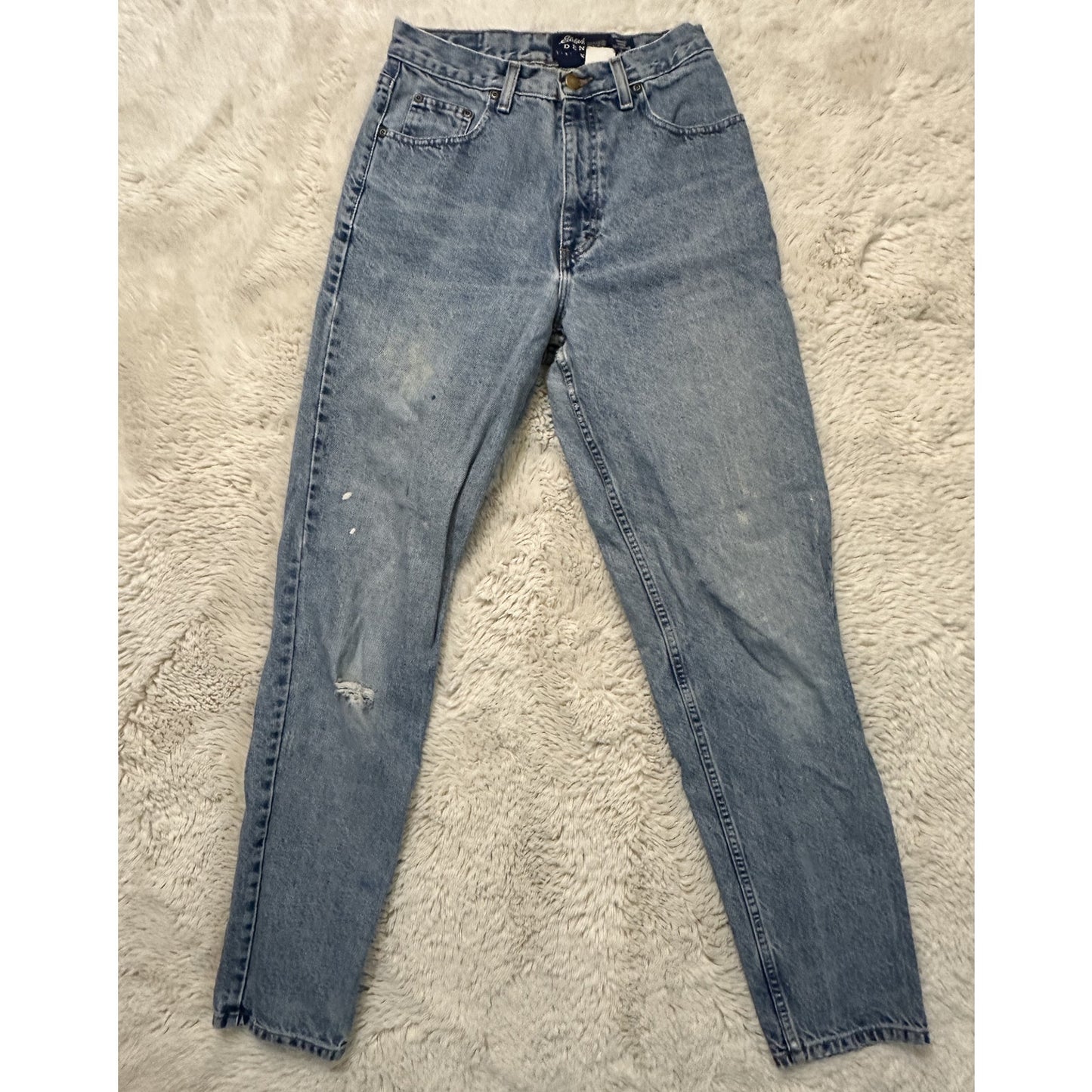 Eddie Bauer Vtg Blue Denim Mom Jeans Size 6 Tall 27x32 Light Wash High Waist