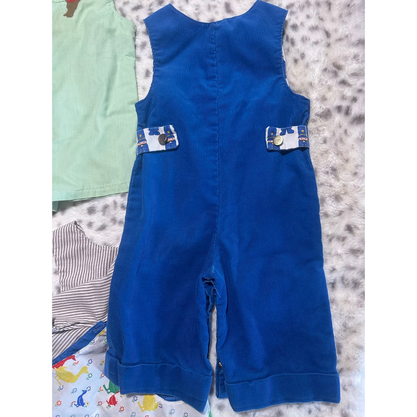 Vtg HANDMADE Baby Boy Clothes 12-24 Months Overalls Lot of 5 Multi-color