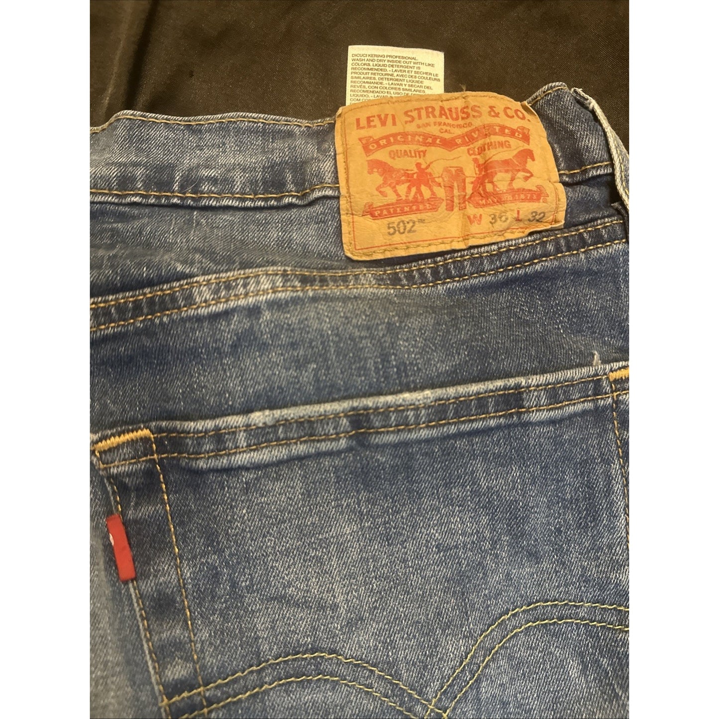 Levi's 502 Blue Denim Jeans Paint Workwear Mens 36x32 1C01