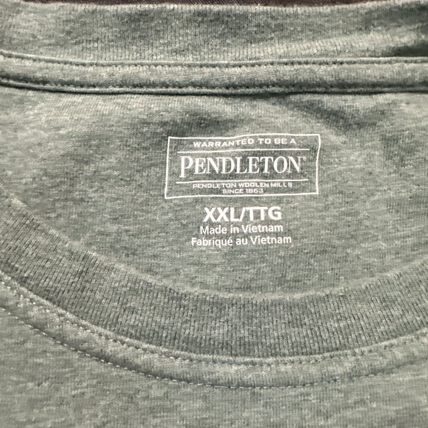 Pendleton Basic Pocket T Shirt Mens XXL Cotton Green Leather Trim 27" PTP 1A10