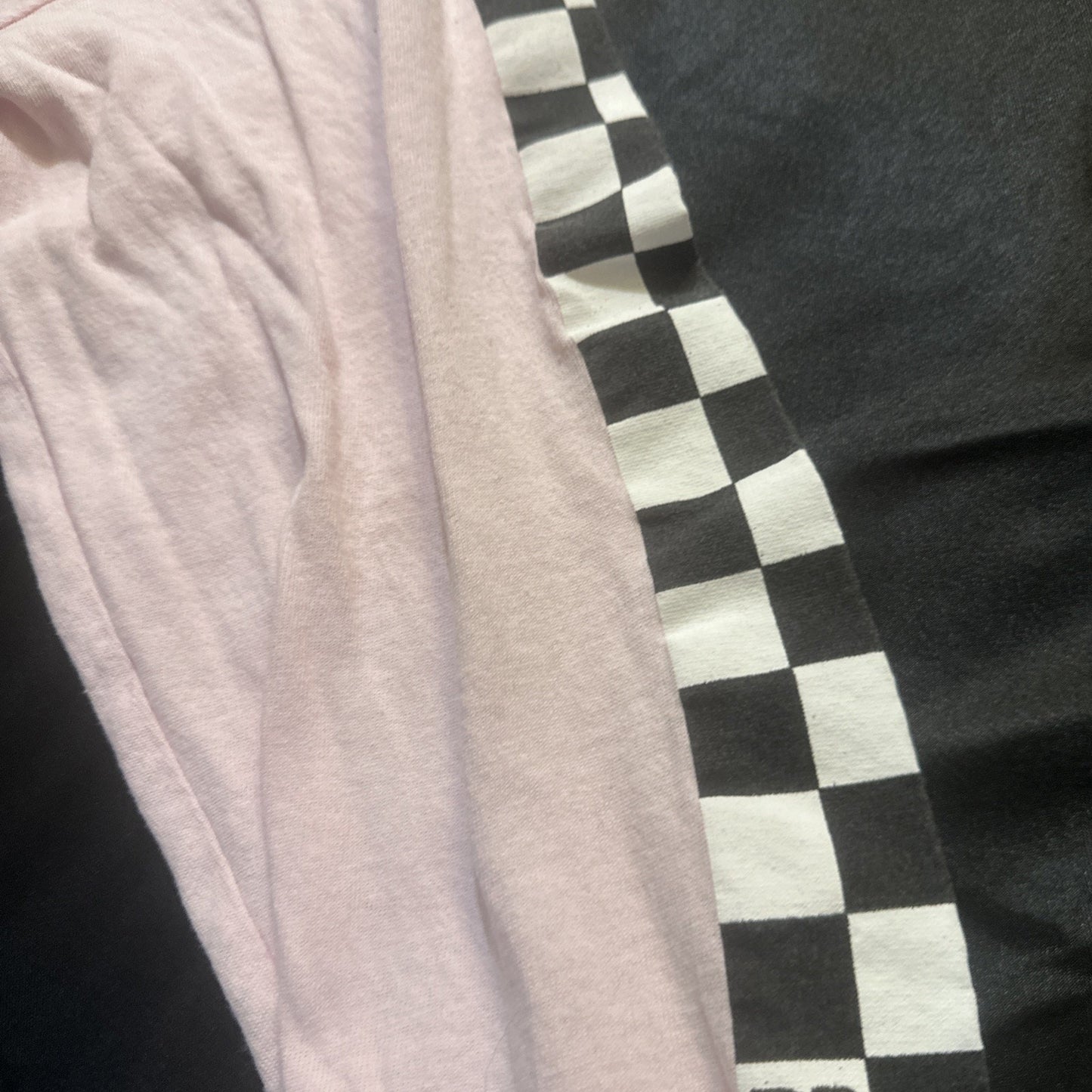 MTV Pink Checkers Long Sleeve T Shirt Womens L 21" PTP Music TV 1A17