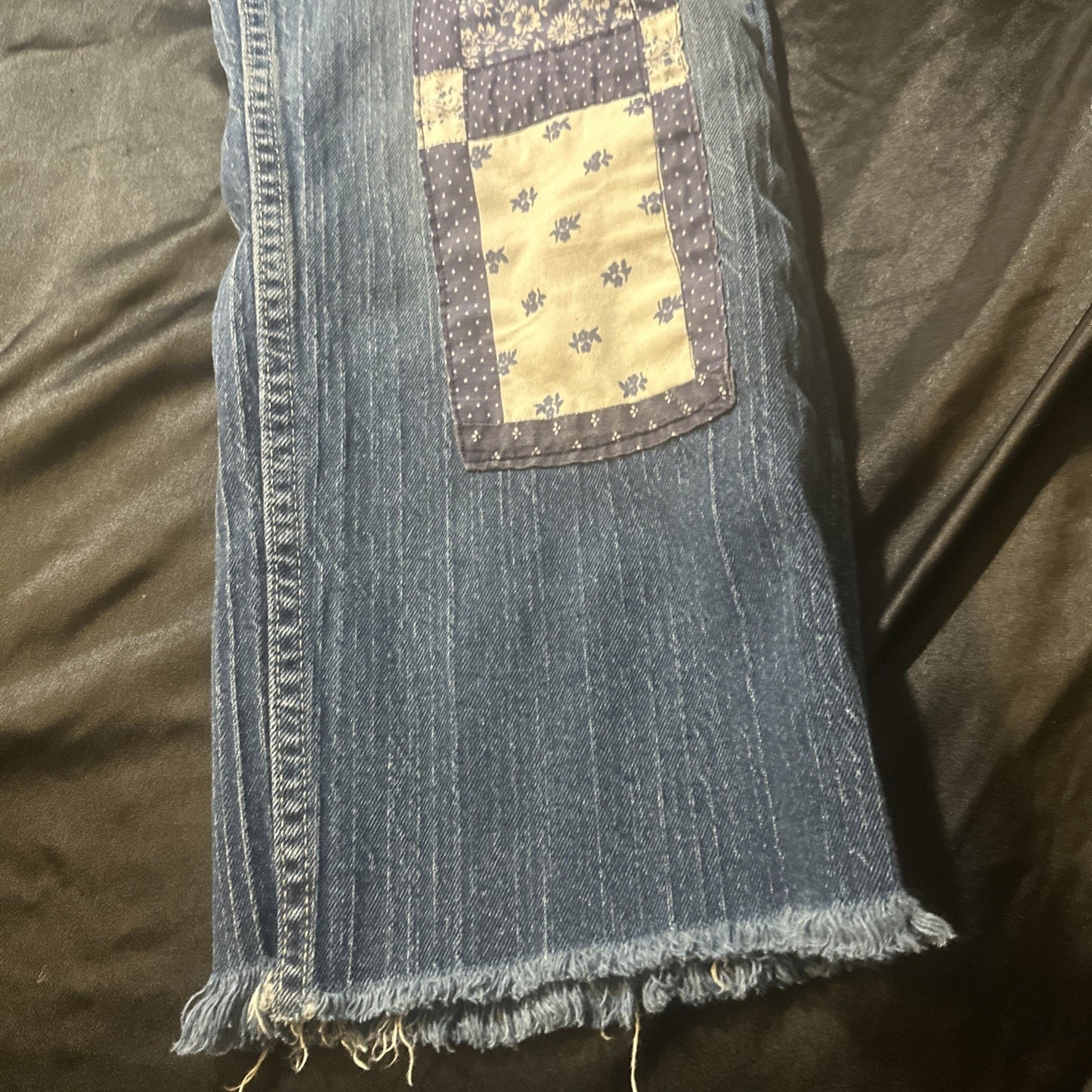 Riders by Lee Size 18 Women’s Blue Jeans Denim Patchwork Unique 34x26 Mexico