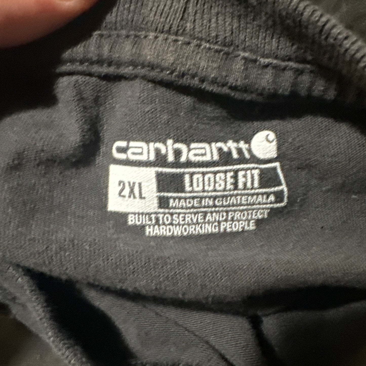 Carhartt 2XL Original Fit Men long sleeve Logo tee shirt Black Crew Neck