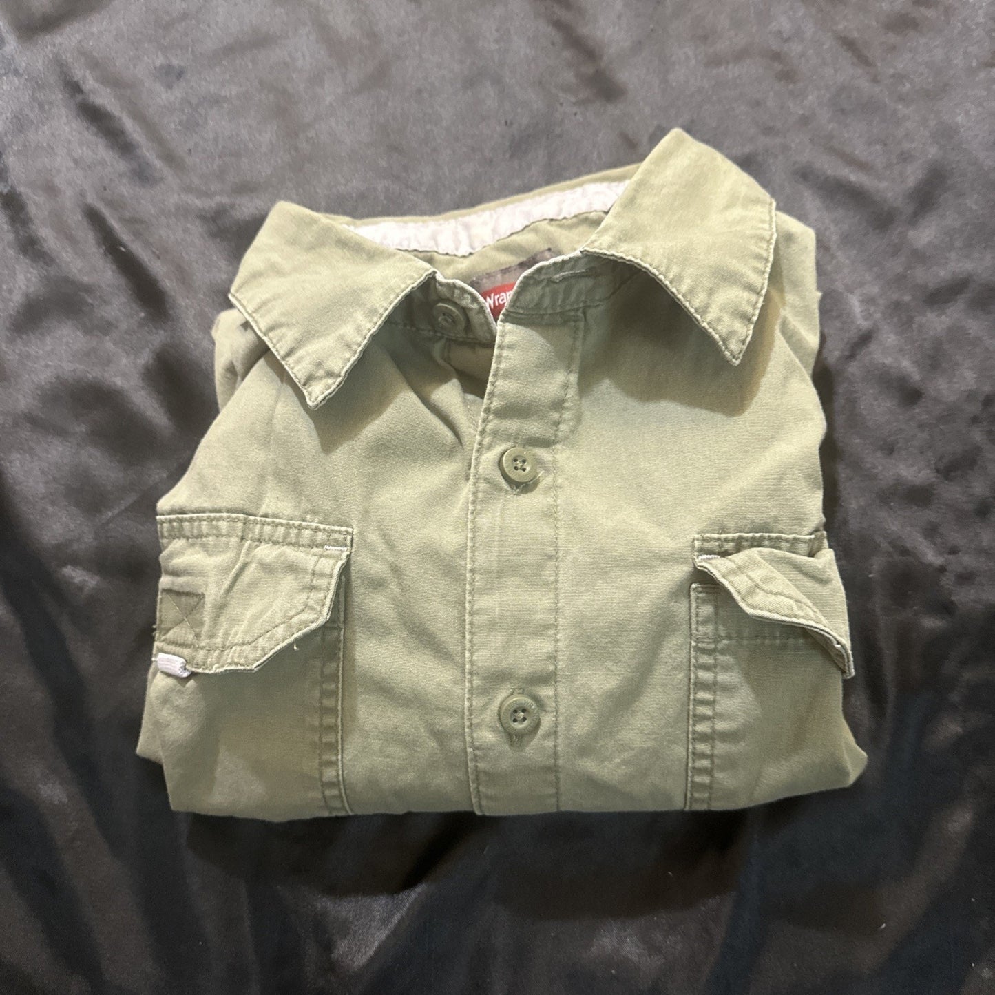 Wrangler Casual Button Down Long Sleeve Shirt 25" PTP Mens L Green Cotton 1A07