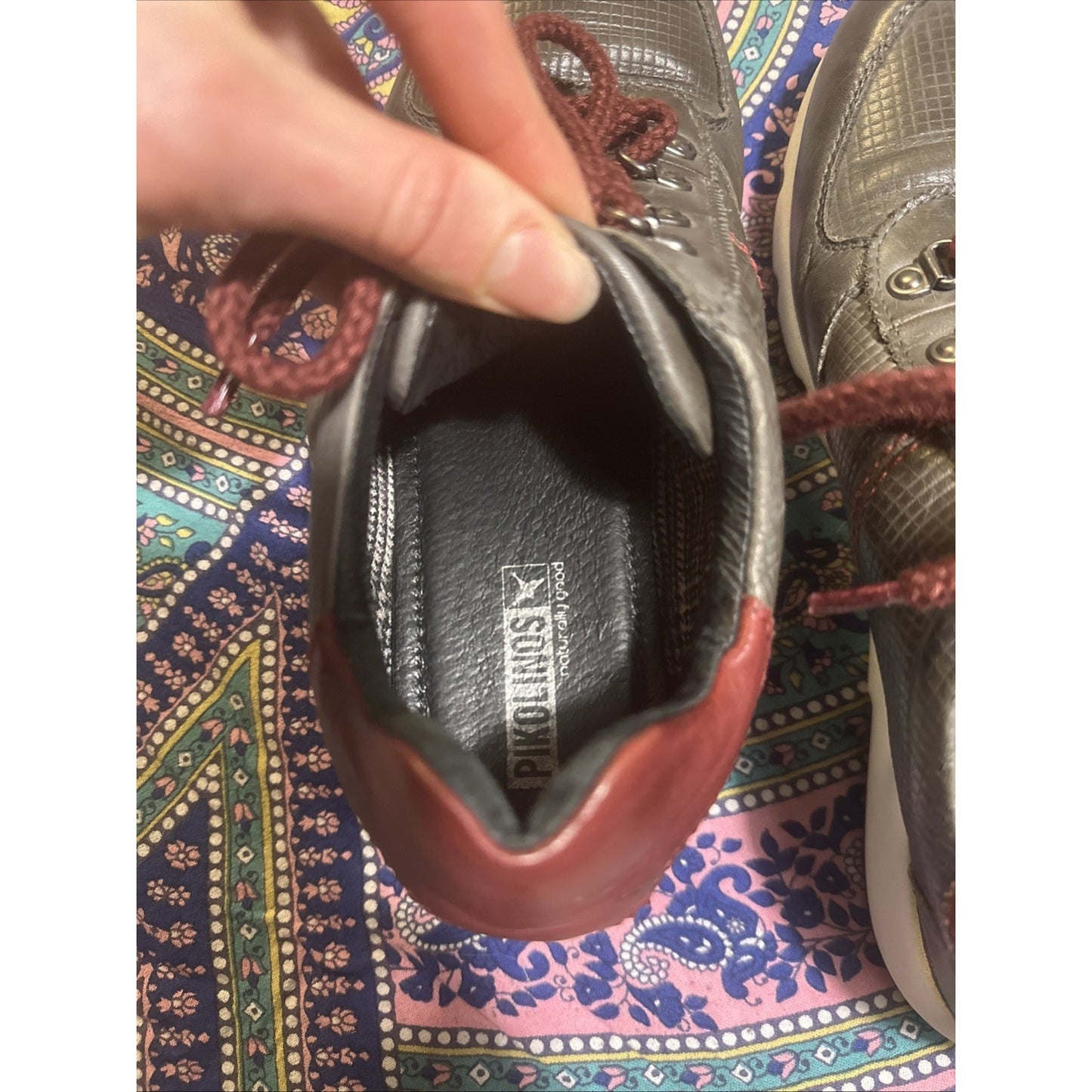 Pikolinos Women’s Leather Gray/Burgendy Sneakers US 10.5 UK 8 Euro 41