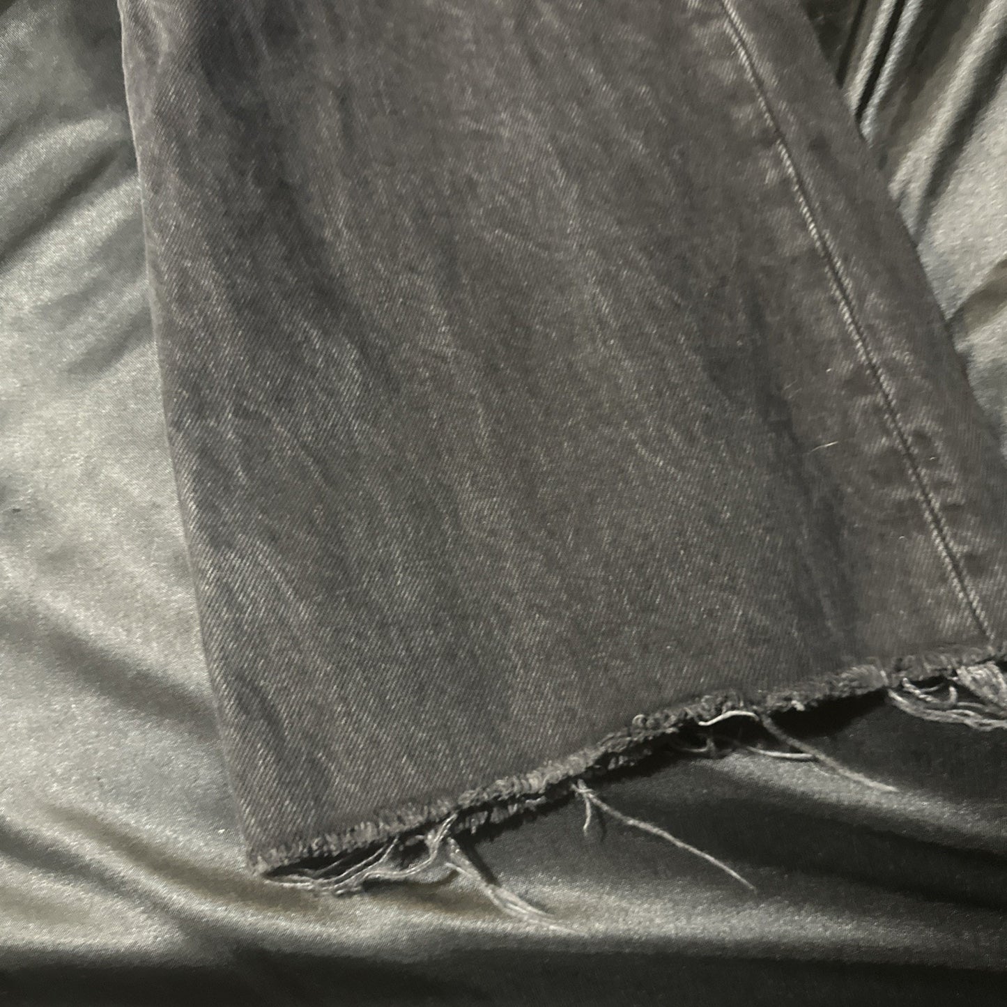 Zara High Rise Black Denim Jeans Cotton Sz 8 Turkey Straight Distressed 29x30