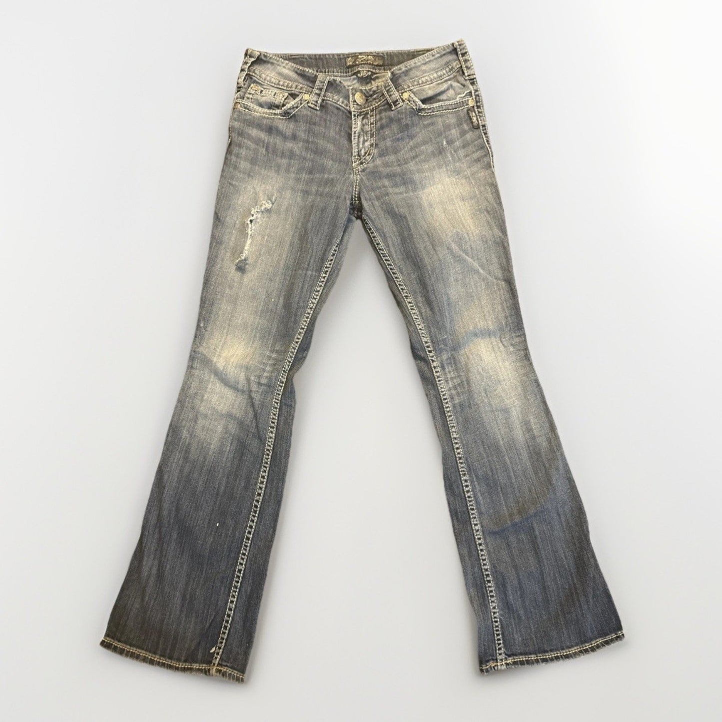 Silver Jeans Y2K Fashion Distressed Women's 30x32 Embroidered Bootcut Fair 1B26