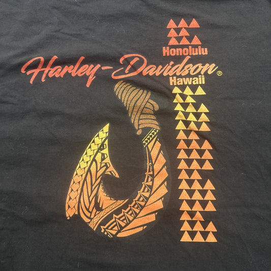 Harley Davidson Hawaii T Shirt Black Mens 2XL Honolulu Kakau Maksau Biker 1A23