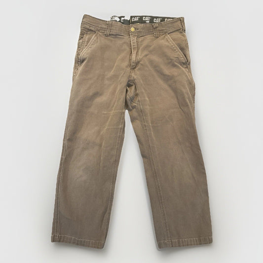 CAT Heavy Duty Straight Leg Pants Mens 34x30 Brown Elastic Waist Workwear 1B05