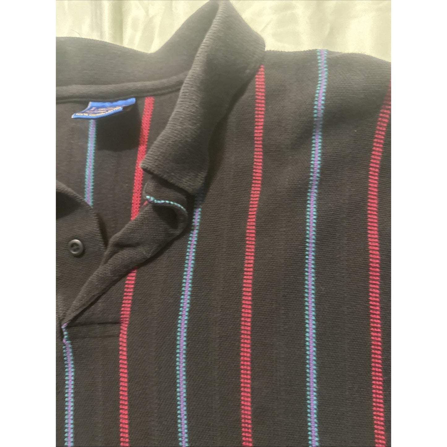 Vtg Lobo Pendleton Polo Tee Black Striped Mens L Bowling T Shirt USA MADE 1D21
