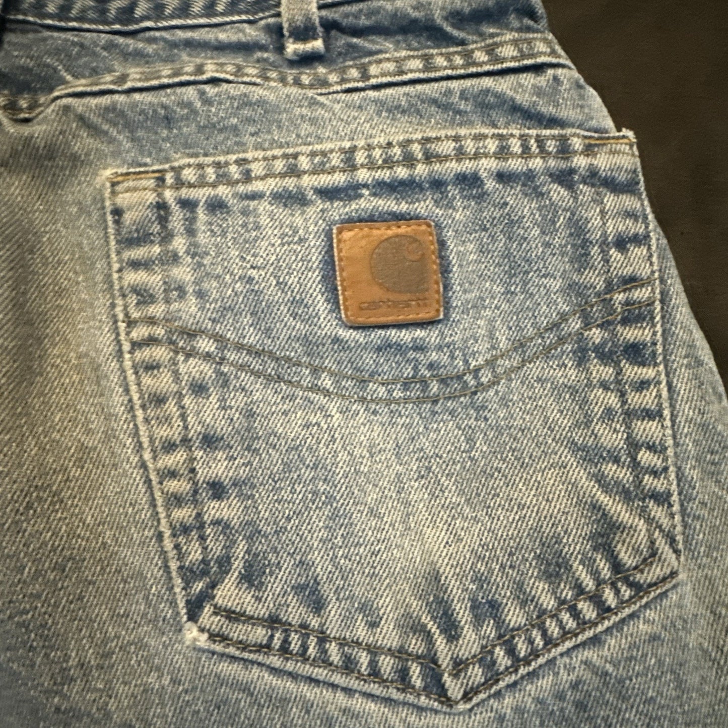 Vtg Carhartt Blue Denim Jeans Mens 34x32 B17-STW Relaxed Jeans Stonewash 1B11