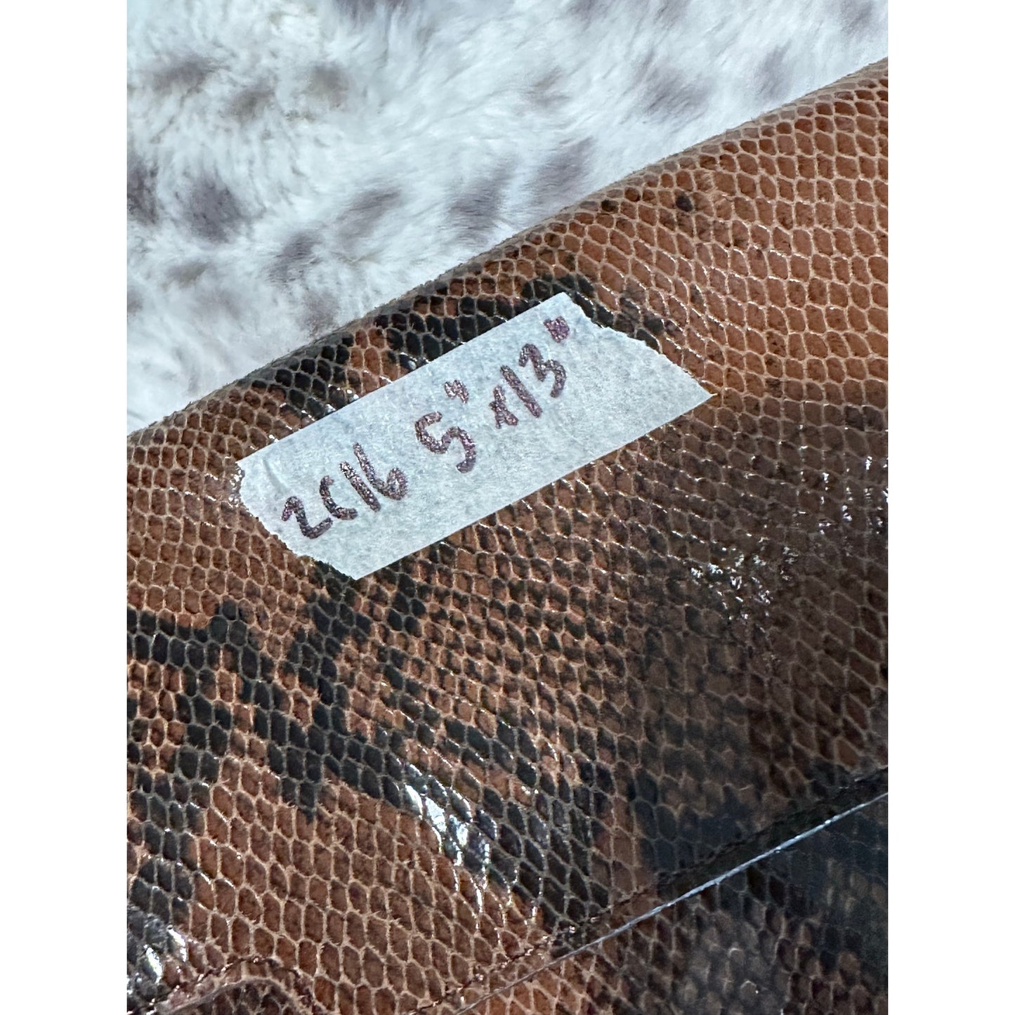 Y2K Casual Corner Genuine Leather Python Snake Print Purse Brown 5"x13" 2C16