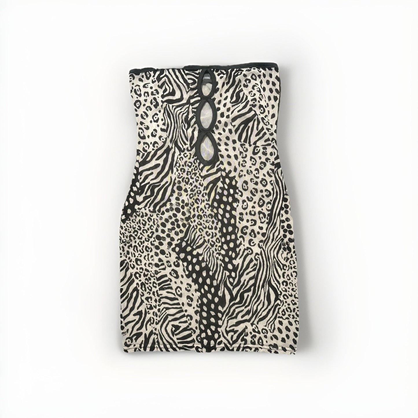 Pretty Little Thing Mini Dress Mesh Strapless Leopard US 6 1C15