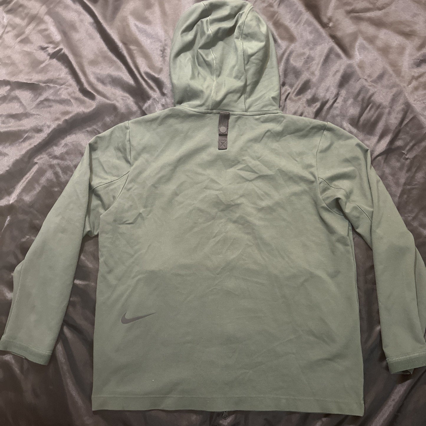 Nike Full Zip Thick Athletic Jacket RARE Mens L 23" Olive Green Zip Pockets 1A12