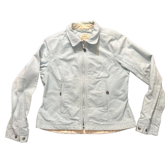 Vtg L.L. Bean Canvas Jacket Size S Pockets Light Blue Full Zip Pocket DAJW9 1D14