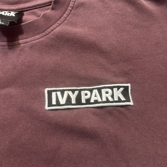 Adidas IvyPark Oversize T Shirt Women's L Maroon 26" PTP Paint Marks Cotton 1A28