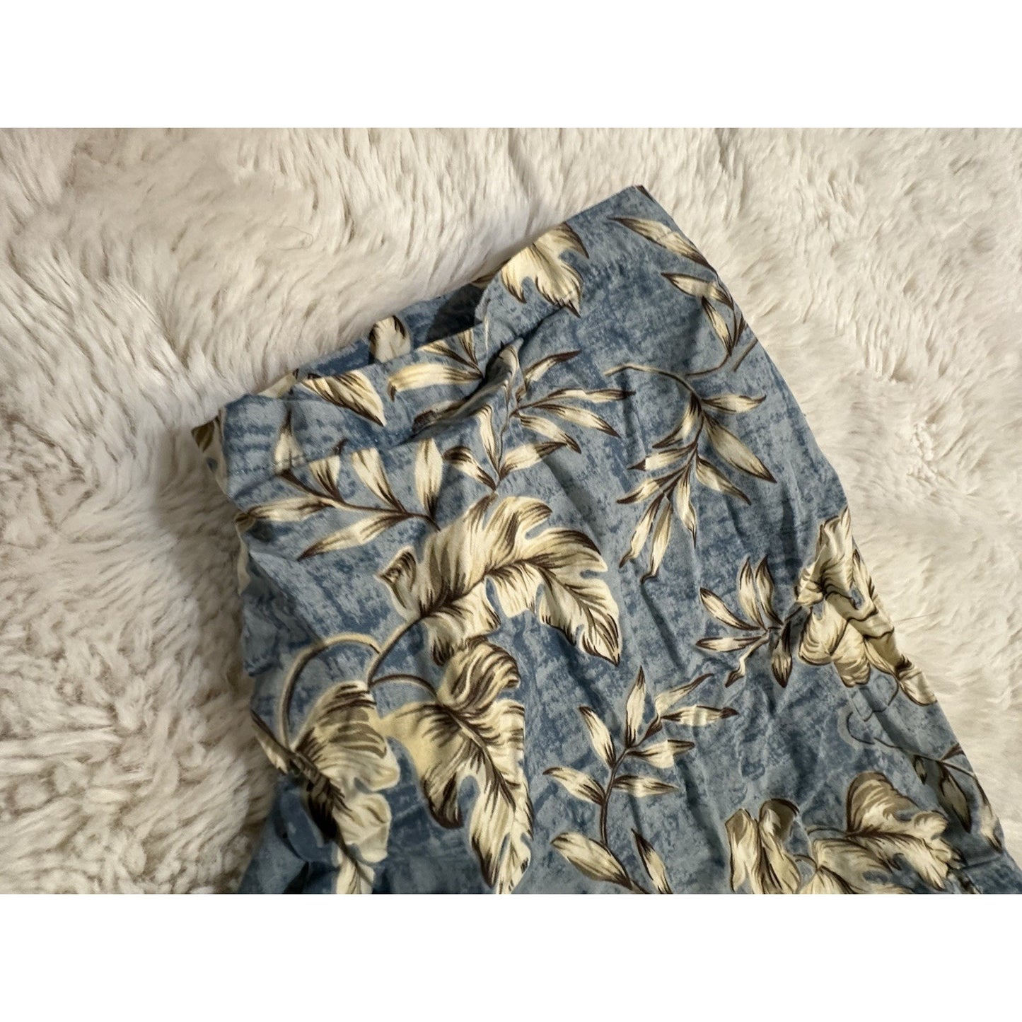 VTG Ocean Pacific OP Hawaiian Shirt Mens XXL 2XL Cotton Blue Floral Aloha Surf