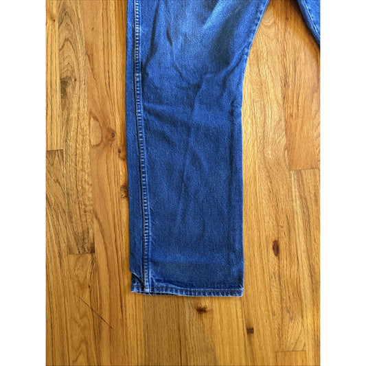 Vtg Wrangler Jeans Men's 42x30 Relaxed Fit Dark Wash Denim Blue Work USA F1