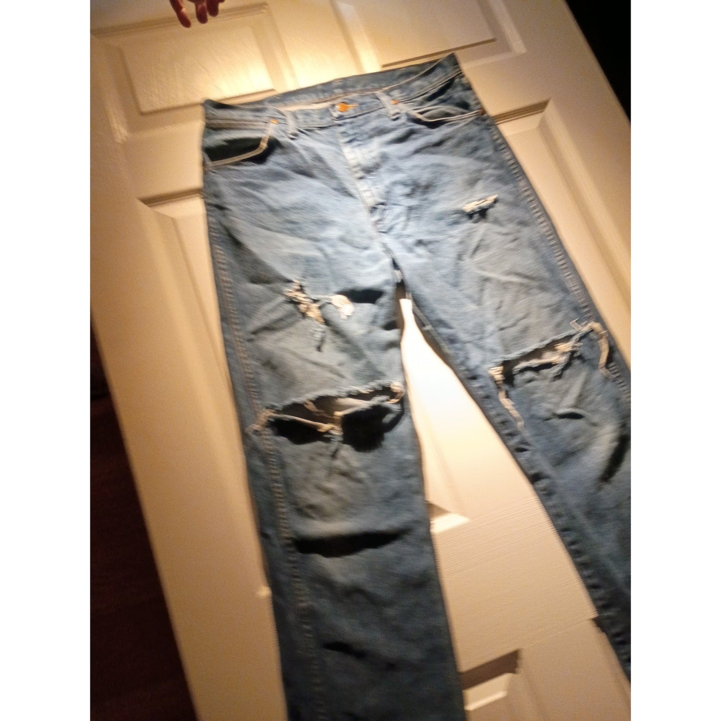 Wrangler Men Denim Straight Blue Vtg Limited Edition Distressed 34x38 C8