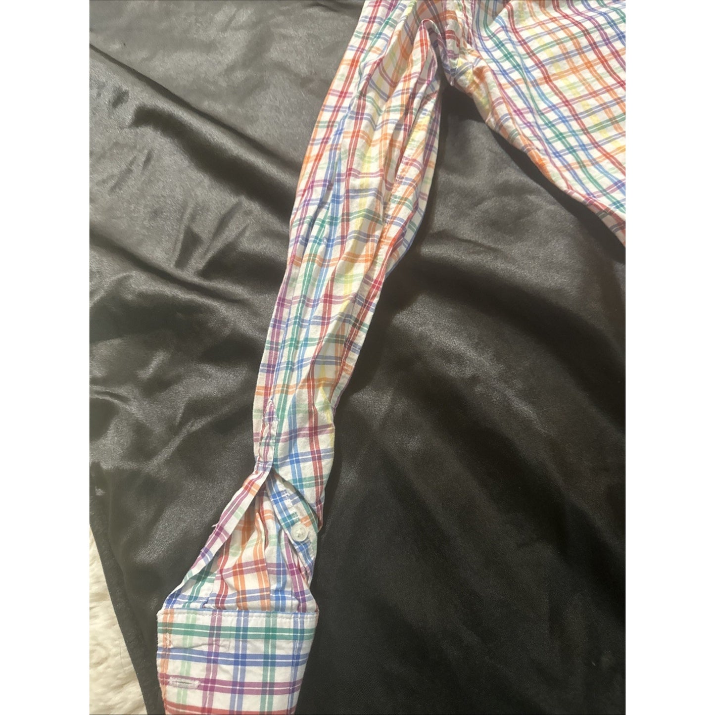 Club Room Size L Rainbow Checkers Long Sleeve Casual Button Down Shirt Mens 1D13