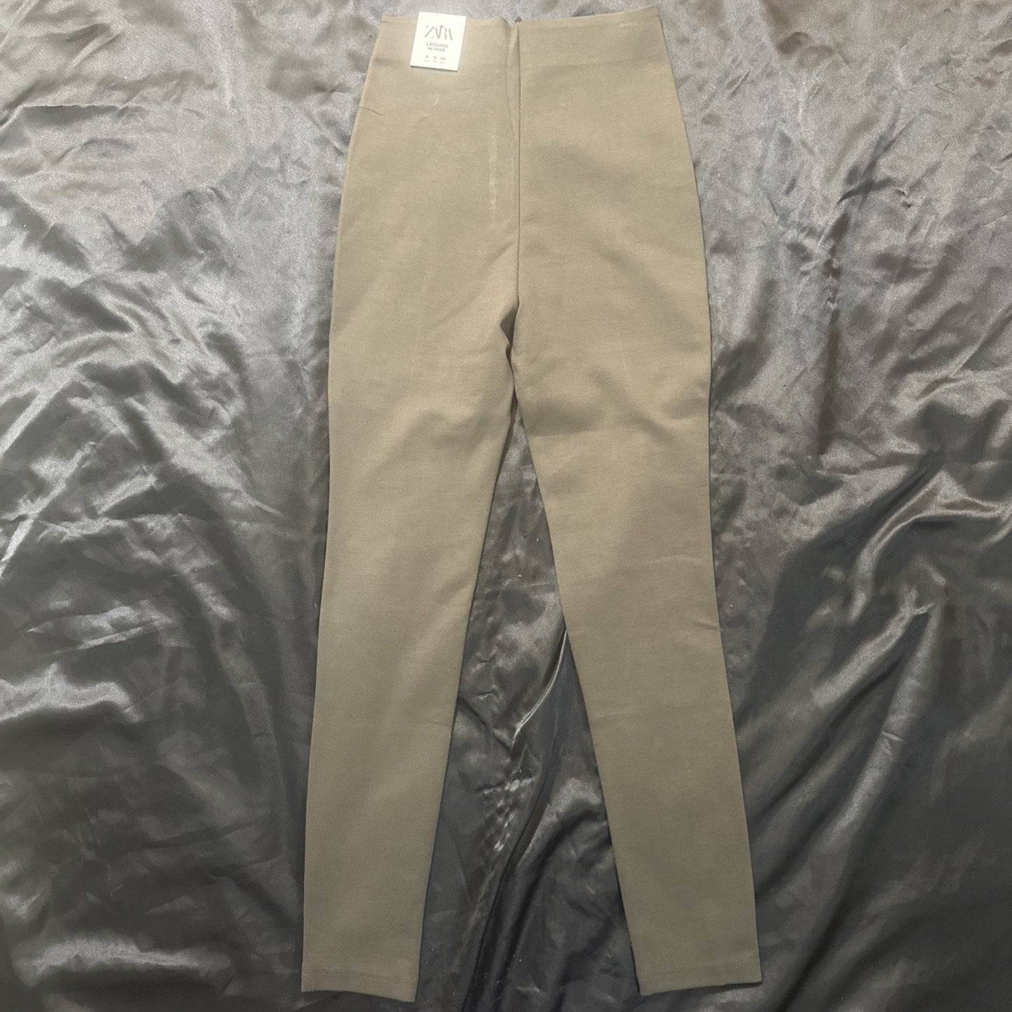 NWT Zara Leggings Olive Green Women S Gold Button Embellishments High Rise 1B02