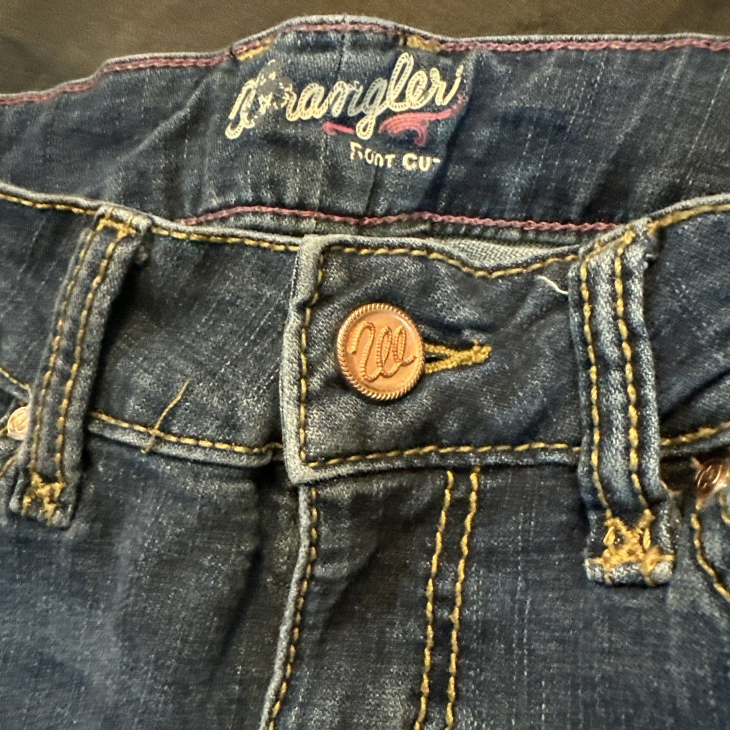 Vtg Wrangler Bootcut Blue Denim Jeans 32" Inseam Women's Size 1/2 1B12