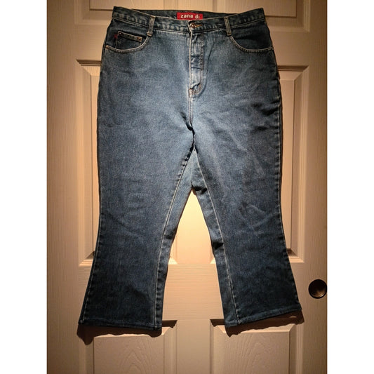Zana Di Womens Flared Leg Dark Blue Denim Jeans Size 16 Y2K (Hemmed) C8