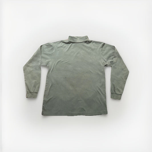 Vtg Eddie Bauer Long Sleeve Turtle Neck Solid Green Tall Size L Cotton 1D02