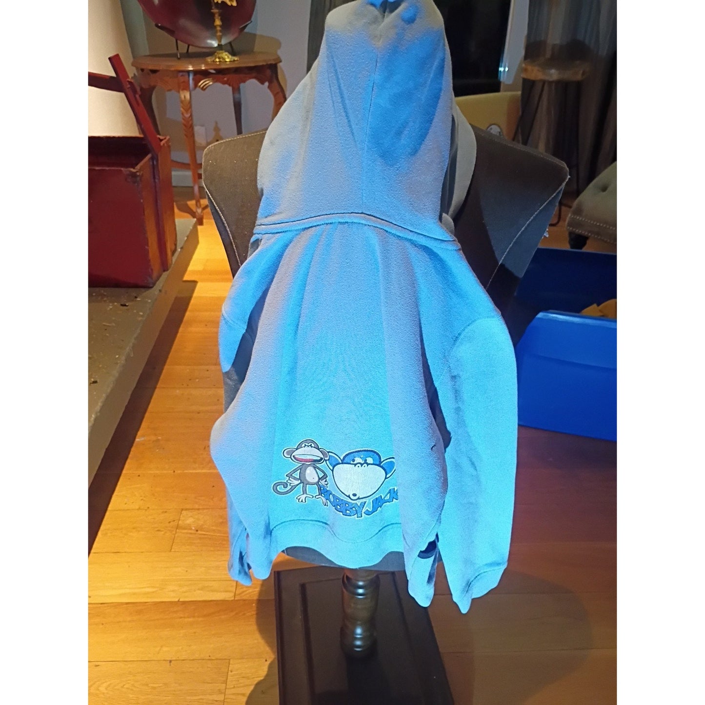 Youth Kids Y2K Original Bobby Jack Hooded Pullover Hoodie Jacket Blue Size M A5