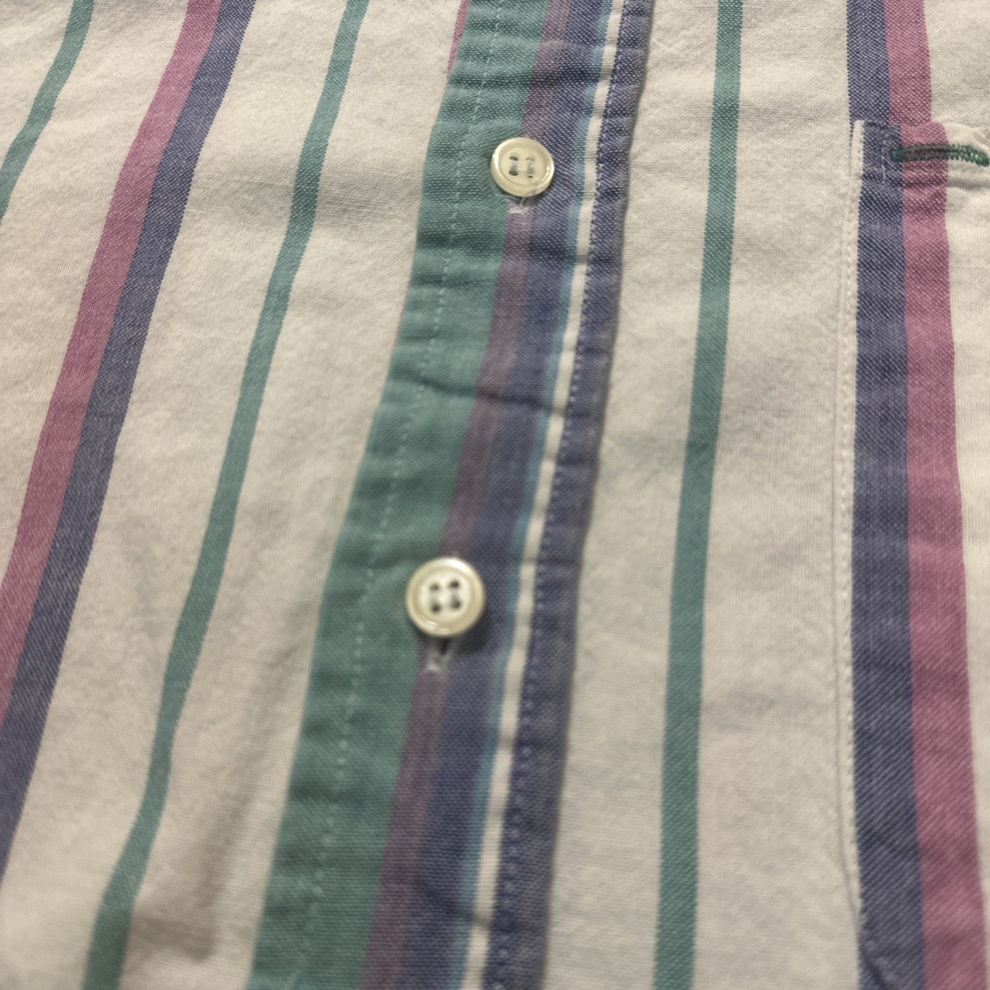 Vtg Steep Chase Button Down Casual Shirt Mens L Multicolor Stripes 23" PTP 1A03