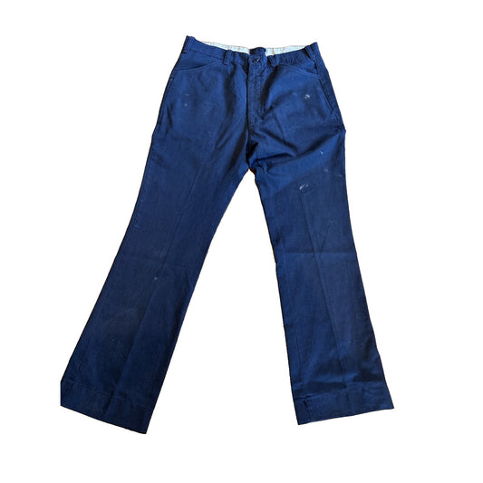 Workwear Work Pants Size 34x32 Mens Navy Blue Paint Marks E3