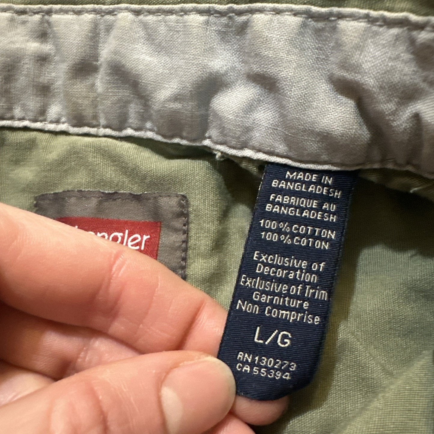 Wrangler Casual Button Down Long Sleeve Shirt 25" PTP Mens L Green Cotton 1A07