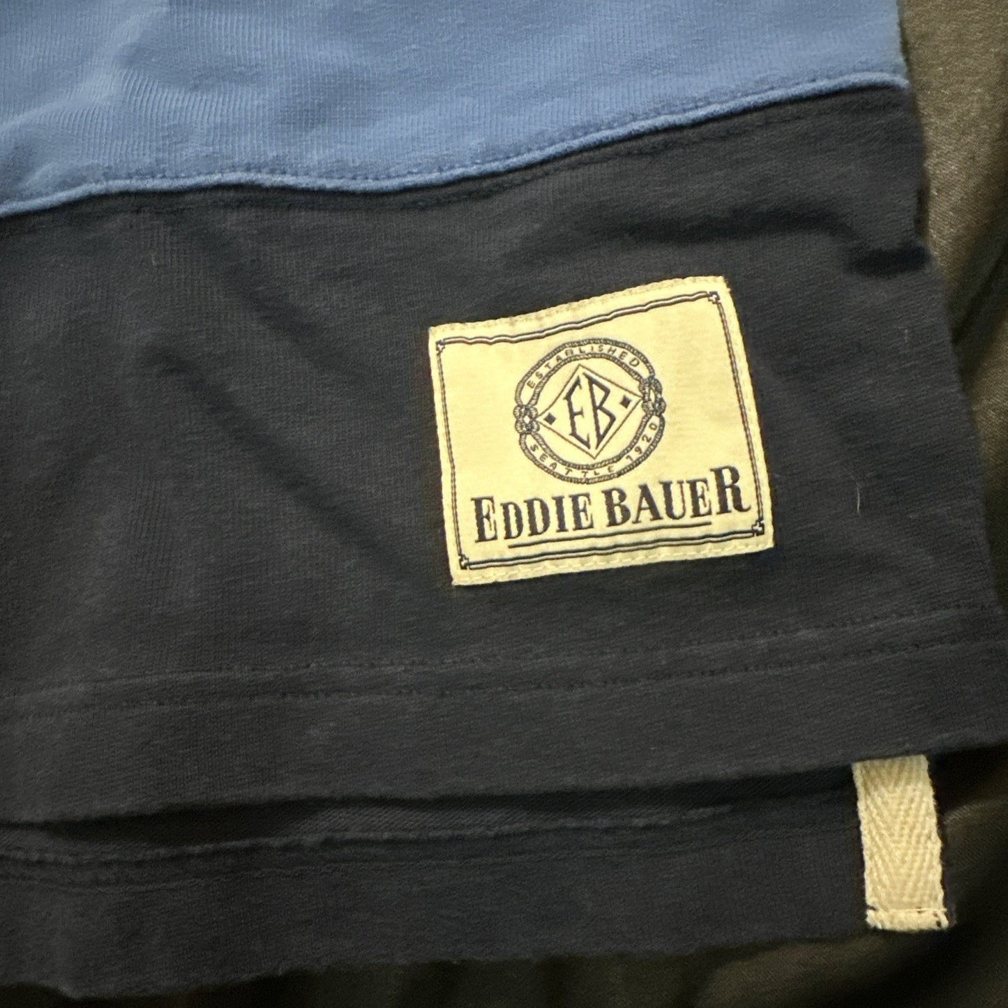 Eddie Bauer Wide Strip Long Sleeve Polo Tee Mens Small Polo Blue Cotton 1A27