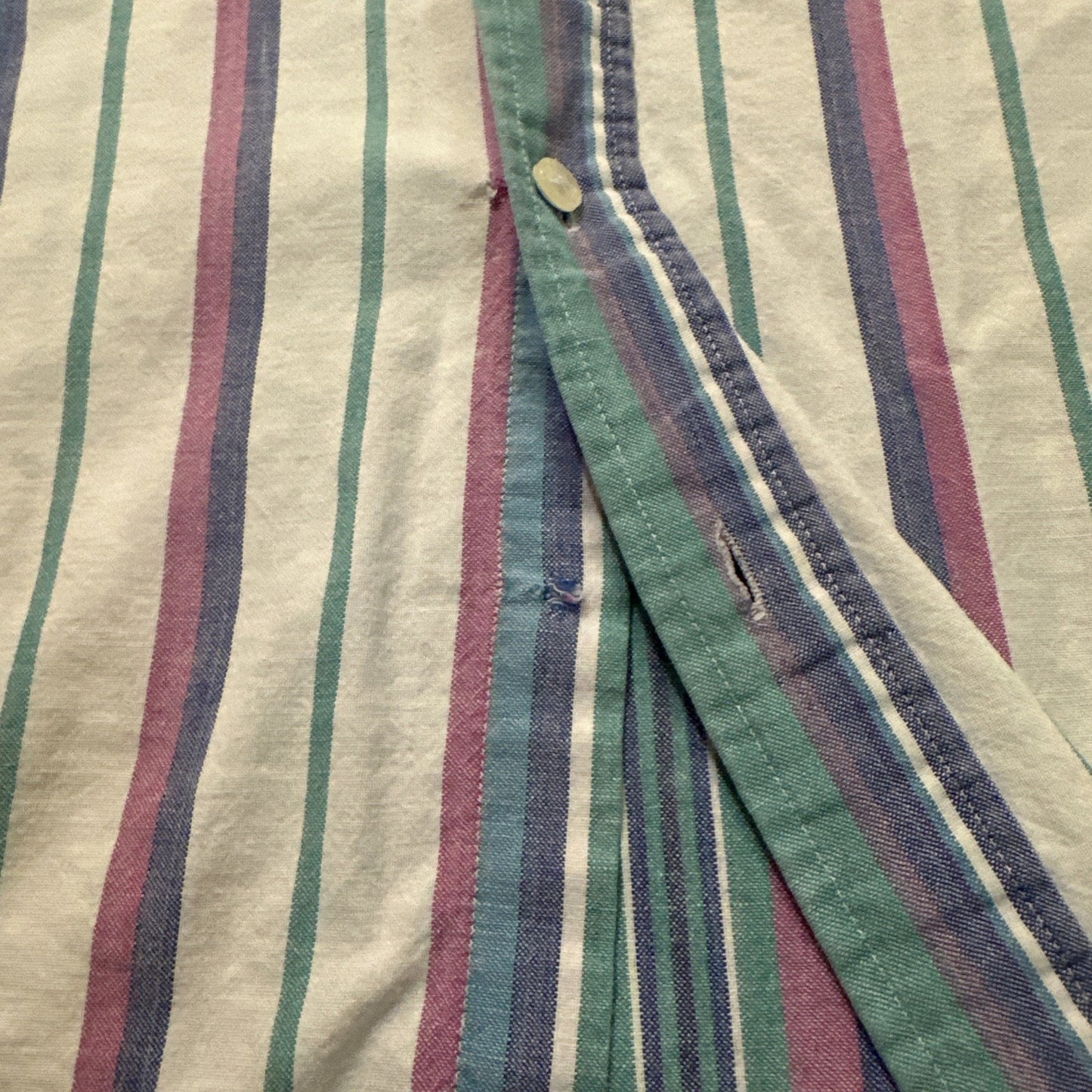 Vtg Steep Chase Button Down Casual Shirt Mens L Multicolor Stripes 23" PTP 1A03