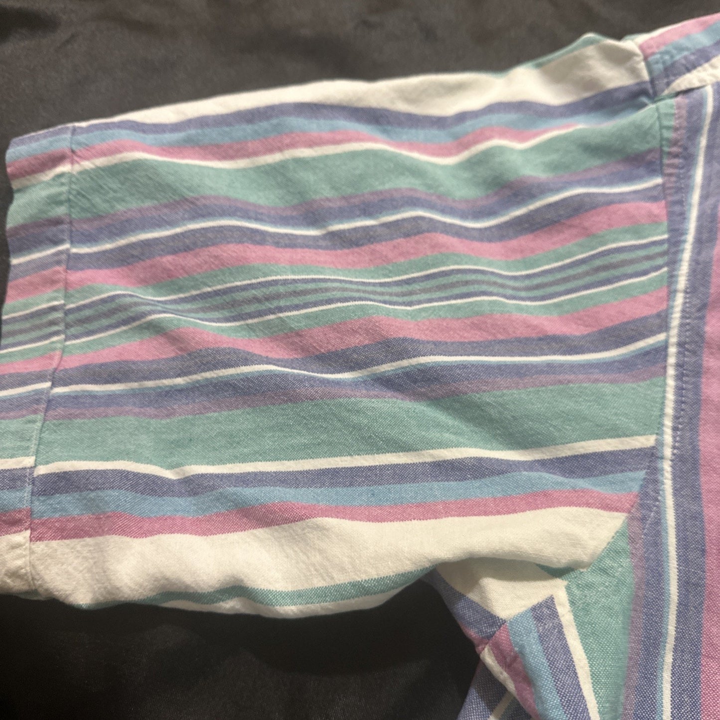 Vtg Steep Chase Button Down Casual Shirt Mens L Multicolor Stripes 23" PTP 1A03