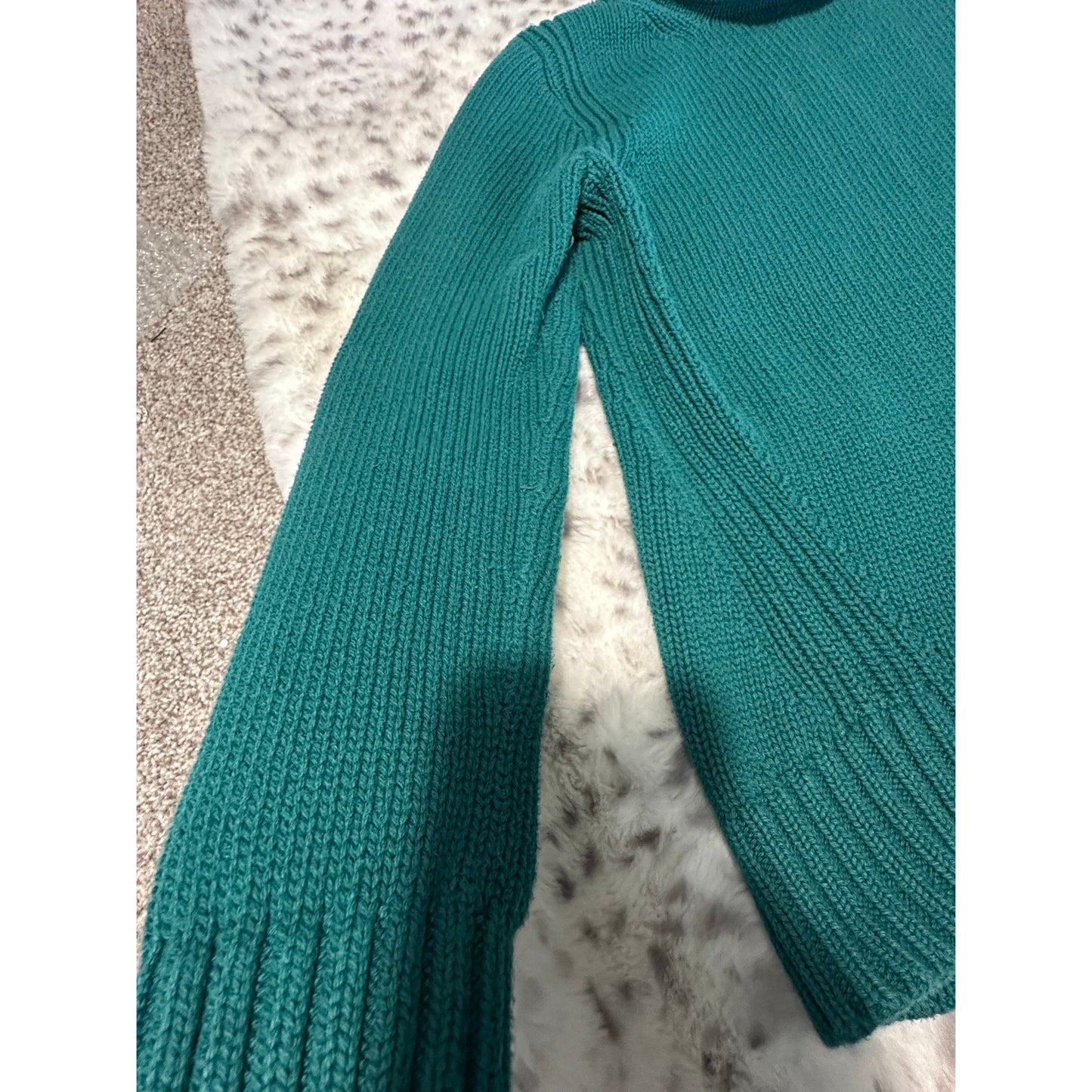 J. Crew Turquoise 100% Cotton Roll-down Turtleneck Sweater Women's Size M 2C15